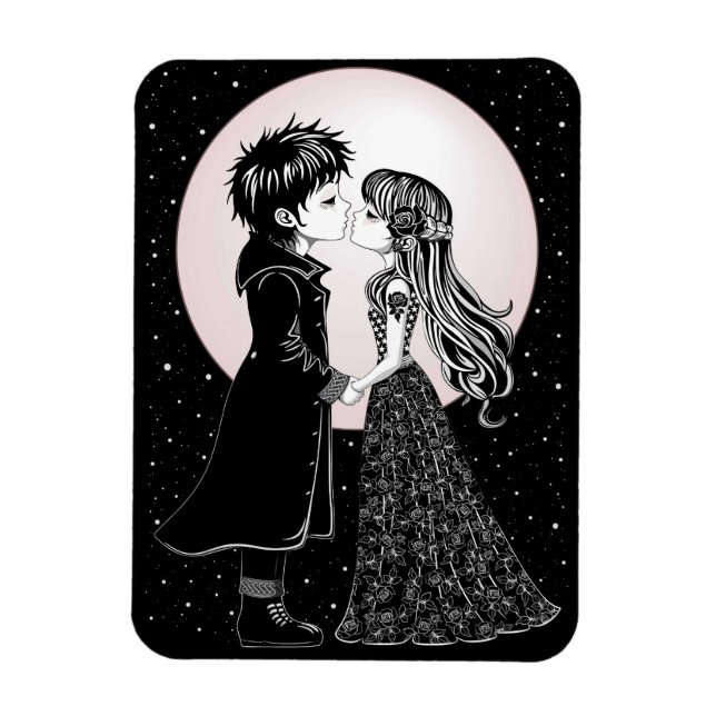 Magnet Flexible Enfants gothiques emo mignons s'embrassent pour la (Vertical)