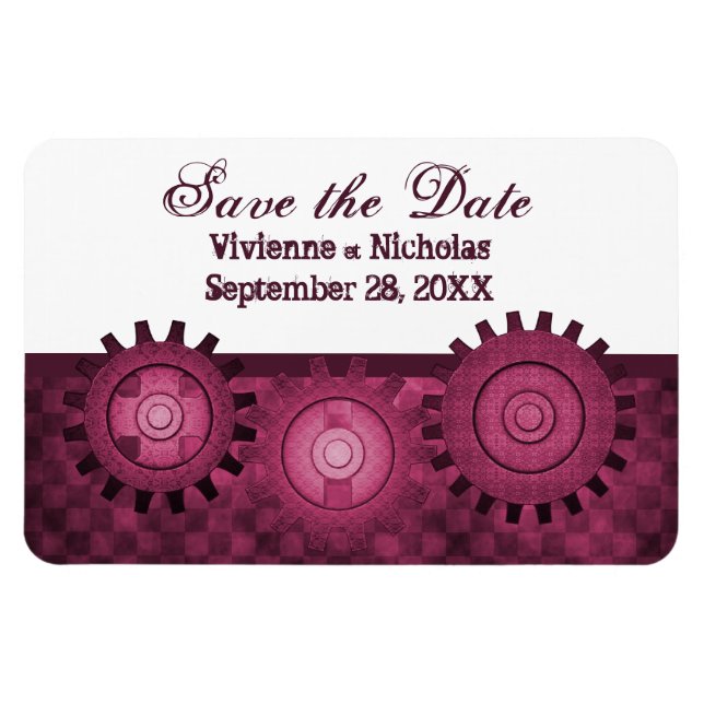Magnet Flexible Engrenages Steampunk Enregistrer la date Flexi Mag (Horizontal)