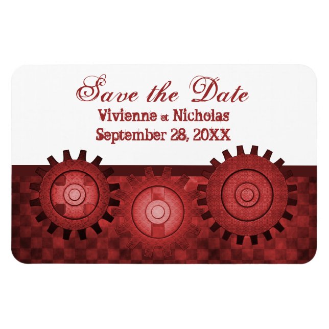 Magnet Flexible Engrenages Steampunk Enregistrer la date Flexi Mag (Horizontal)