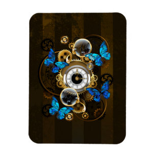 Magnet Flexible Engrenages Steampunk et papillons bleus