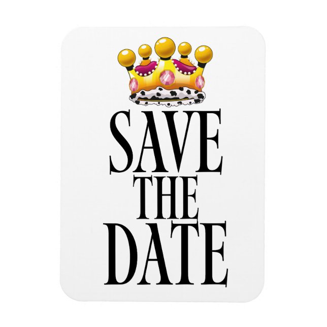 Magnet Flexible Enregistrer la couronne du mariage Date (Vertical)