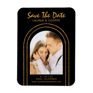 Magnet Flexible Enregistrer La Date Black Gold Style Art Déco Mari