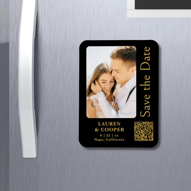 Magnet Flexible Enregistrer La Date Black Gold Style Mariage moder (Créateur téléchargé)