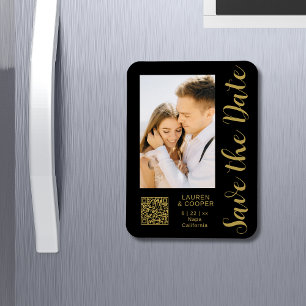 Magnet Flexible Enregistrer La Date Black Gold Style Mariage moder