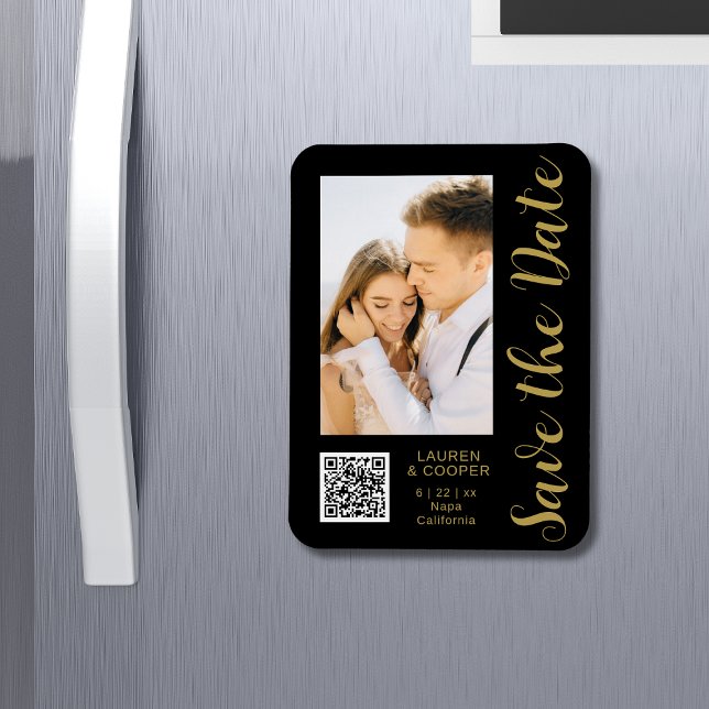 Magnet Flexible Enregistrer La Date Black Gold Style Mariage moder (Créateur téléchargé)