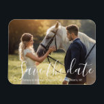 Magnet Flexible enregistrer la date blanc écriture mariage photo<br><div class="desc">élégant enregistrer la date blanc écriture mariage photo Magnet</div>