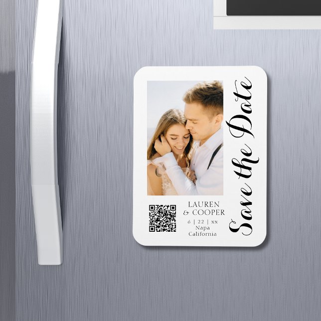 Magnet Flexible Enregistrer La Date Blanc Noir Style Mariage moder (Créateur téléchargé)