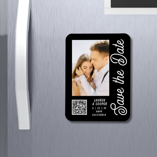 Magnet Flexible Enregistrer La Date Blanc Noir Style Mariage moder (Créateur téléchargé)