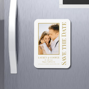 Magnet Flexible Enregistrer La Date Blanc Or Style Mariage Moderne