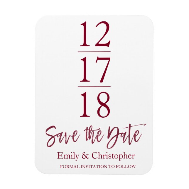 Magnet Flexible Enregistrer la date Bourgogne Marsala Script moder (Vertical)