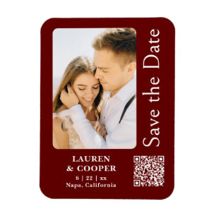 Magnet Flexible Enregistrer La Date Burgundy Rouge Design Mariage