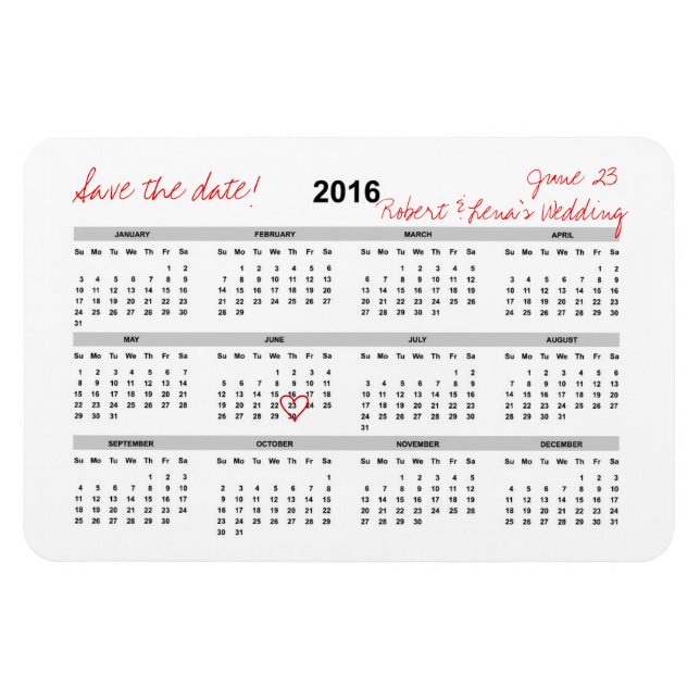 Magnet Flexible Enregistrer la date de l'aimant Calendrier annuel  (Horizontal)