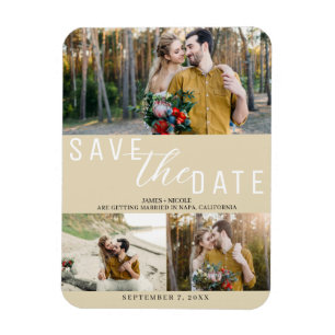 Magnet Flexible Enregistrer la date de mariage neutre beige clair 