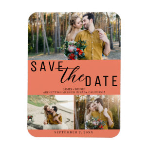 Magnet Flexible Enregistrer la date de mariage rose saumon 3 Photo