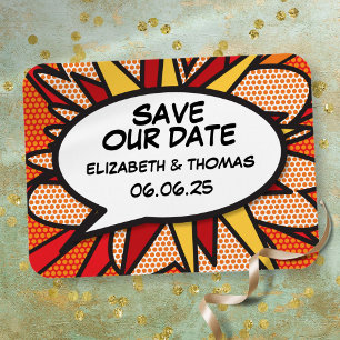 Magnet Flexible Enregistrer la date Discours Bubble Fun Retro Comi