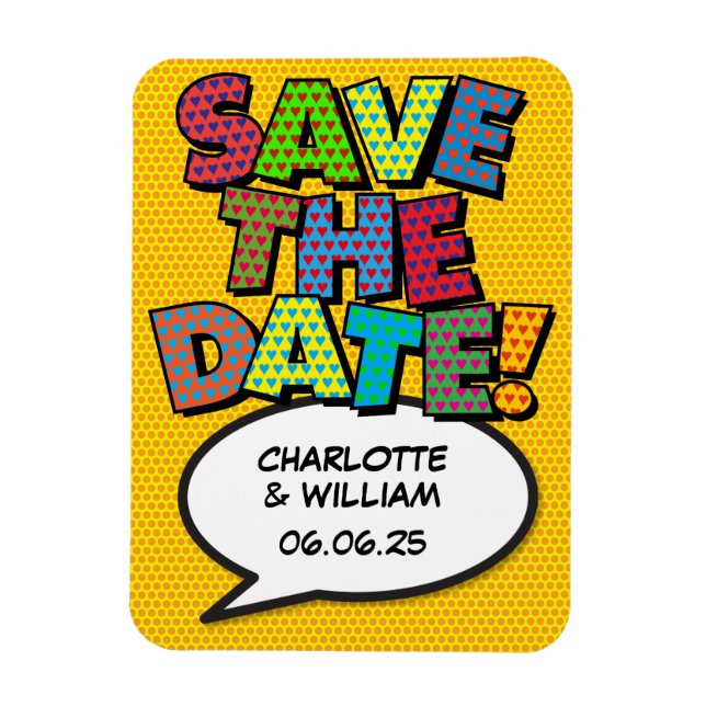 Magnet Flexible ENREGISTRER LA DATE Fun Retro Bande Dessinée Pop A (Vertical)