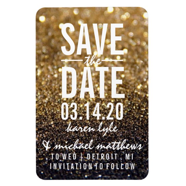 Magnet Flexible Enregistrer la date - Gold Lit Nite Fab (Vertical)