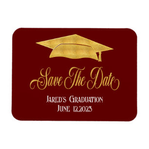 Magnet Flexible Enregistrer La Date Graduation Faux Gold Grad Anno