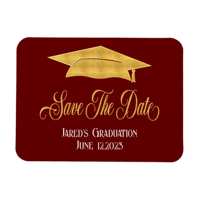 Magnet Flexible Enregistrer La Date Graduation Faux Gold Grad Anno (Horizontal)