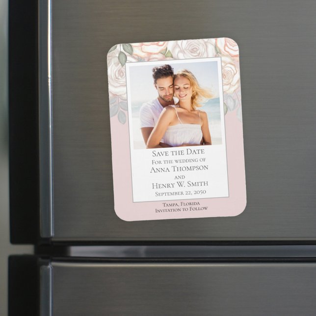 Magnet Flexible Enregistrer la date Mariage Élégant floral moderne (Créateur téléchargé)