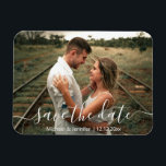 Magnet Flexible enregistrer la date moderne écriture manuscrite ph<br><div class="desc">élégant enregistrer la date moderne calligraphie mariage photo aimant,  personnalisé.</div>