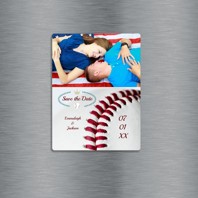 Magnet Flexible Enregistrer La Date Photo Mariage Baseball Thème (Créateur téléchargé)