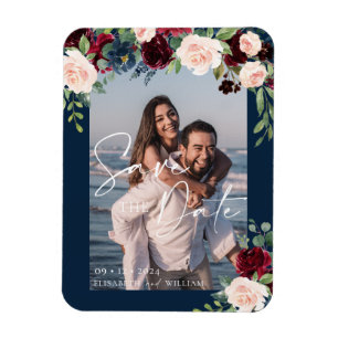 Magnet Flexible Enregistrer la date Photo Navy Bourgogne et Brouss