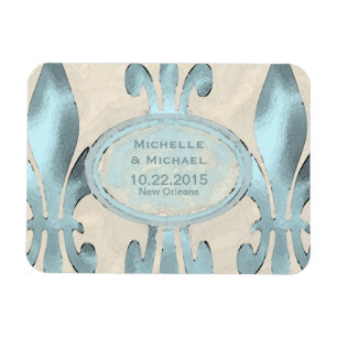 Magnet Flexible Enregistrer la date Style Vintage Fleur de Lis
