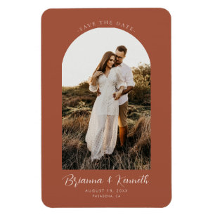 Magnet Flexible Enregistrer la date Terracotta avec Arch Photo