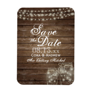 Magnet Flexible Enregistrer l'aimant de date - Rustic Mason Jar Li