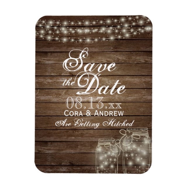 Magnet Flexible Enregistrer l'aimant de date - Rustic Mason Jar Li (Vertical)