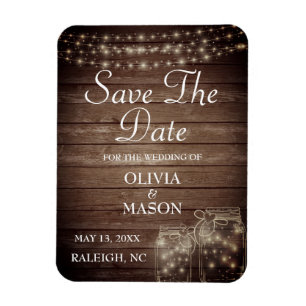 Magnet Flexible Enregistrer l'aimant de date Rustic Mason Jar Lumi
