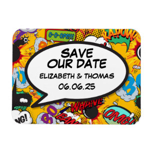Magnet Flexible Enregistrez la bulle de discours de date Fun Retro