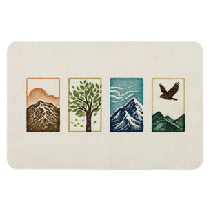 Magnet Flexible Ensemble Nature Minimaliste – Art Montagne & Arbre