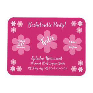 Magnet Flexible Enterrement de vie de jeune fille - Fleur rose Gla