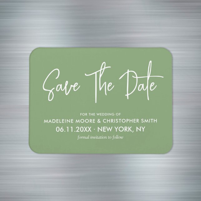 Magnet Flexible Épingle de calendrier moderne calligraphie Vert Sa (Sage Green Modern Calligraphy Save The Date Magnet
)