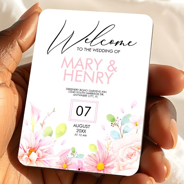 Magnet Flexible Épingle de mariage à conserver 'Save the Date' flo (Pink Floral Save the Date Wedding Keepsake Fridge Magnet, Wedding Favors)