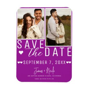 Magnet Flexible Épingle Moderne Fuchsia pour Sauvegarder la Date 2