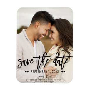 Magnet Flexible Épreuve photo de mariage "Save the Date" en écritu