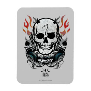Magnet Flexible Équipe de suicide   Diablo Skull & Flames Tattoo A