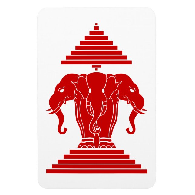 Magnet Flexible Erawan Three Headed Elephant Lao / Laos Flag (Vertical)