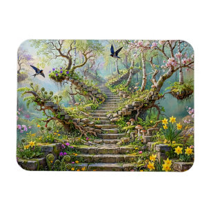Magnet Flexible Escalier surréaliste de printemps qui avale des fl