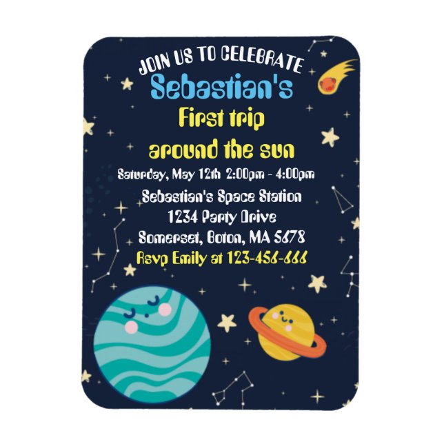 Magnet Flexible Espace 1er Anniversaire Premier Voyage Autour Du S (Vertical)