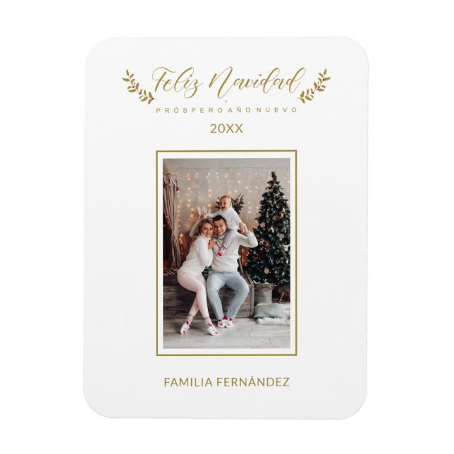 Magnet Flexible Espagnol Simple Elegant Chic Photo Famille de Noël (Vertical)