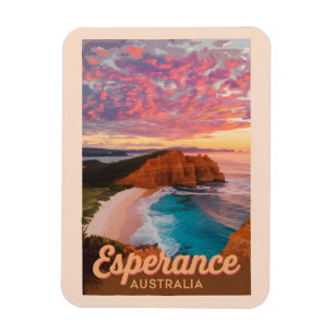 Magnet Flexible Esperance Australie Illustration Voyage Art Retro