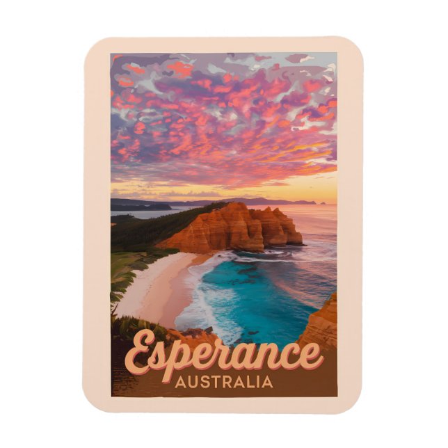 Magnet Flexible Esperance Australie Illustration Voyage Art Retro (Vertical)
