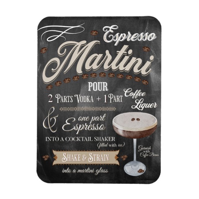 Magnet Flexible Espresso Martini Chalkboard Recette (Vertical)