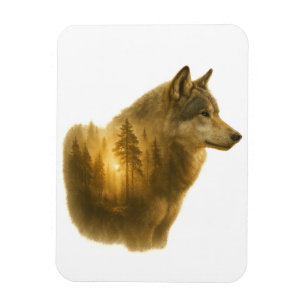 Magnet Flexible Esprit de loup doré – Art forestier à double expos