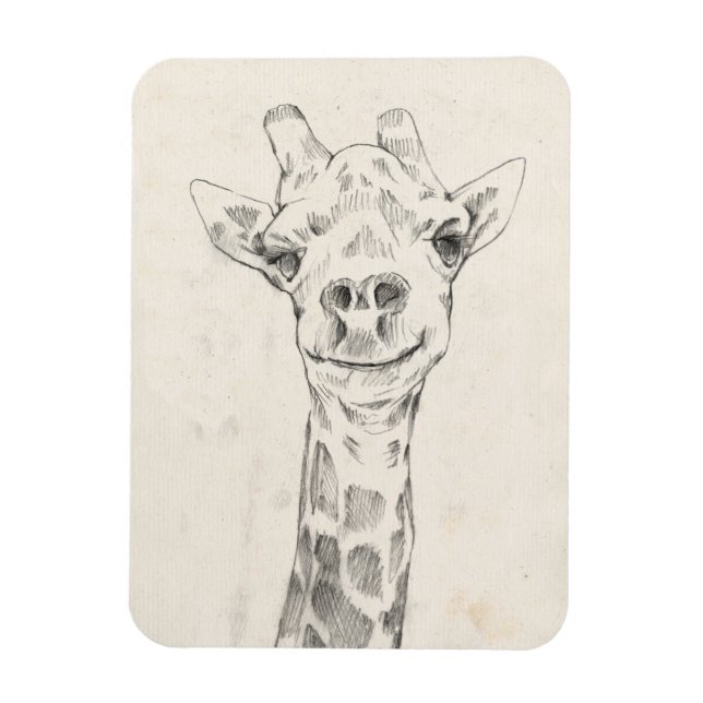 Magnet Flexible Esquisse de portrait de Giraffe (Vertical)