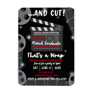Magnet Flexible Et Cut That's a Wrap Graduation Black Invitation